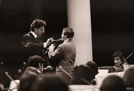 Conducting his Westchester Conservatory Youth Orchestra with NY Philharmonic 1st clarinetist, Stanley Drucker, as soloist. Cooper Union 1975